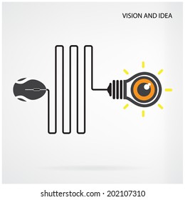 Creative light bulb idea and positive thinking concept, business idea, abstract symbol, education concept.vector illustration 