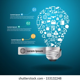 Creative light bulb idea with social media application icons concept, Vector illustration modern template design