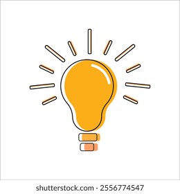 Creative light bulb illustration with rays symbolizing ideas and inspiration in a minimalistic design