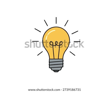 Creative light bulb illustration shining brightly, representing a brilliant new idea, innovative thinking, inspiration, and the spark of discovery for problem-solving