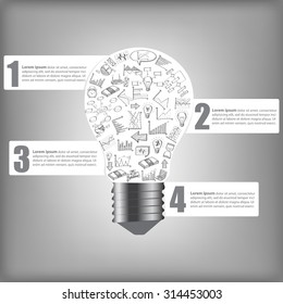 Creative light bulb infographic with business finance chart and graph idea concept, Vector Illustration EPS 10.