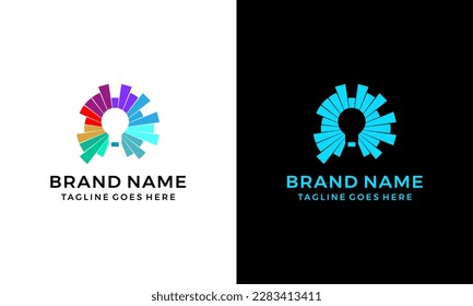 Creative light bulb lamp icon logo vector template
