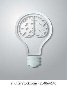 Creative Light Bulb Left and Right Brain Idea Vector Icon 