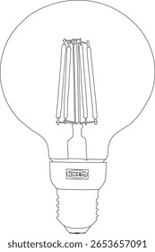 Desenho criativo da linha da lâmpada. Ótimo para conceitos de brainstorming, apresentações de invenção e recursos educacionais. Ilustração de vetor em preto e branco nítido.