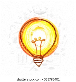Creative light bulb on infographic elements decorated background for Idea concept.