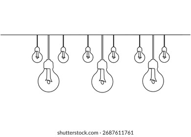 Creative light bulb one line art simple outline concept illustration