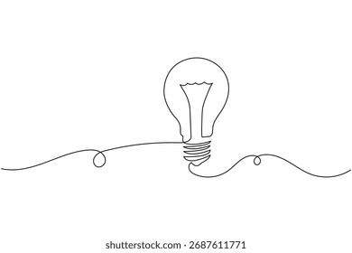 Creative light bulb one line art simple outline concept illustration