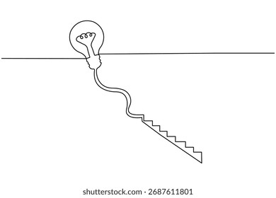 Creative light bulb one line art simple outline concept illustration