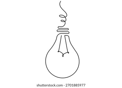 Creative light bulb one line art concept for innovation and ideas