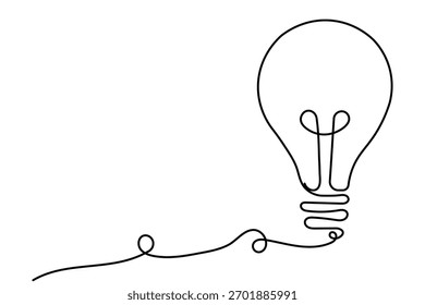 Creative light bulb one line art concept for innovation and ideas