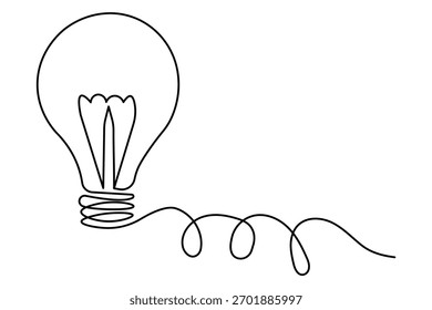 Concepto de arte de una línea de bombilla creativa para la innovación y las ideas