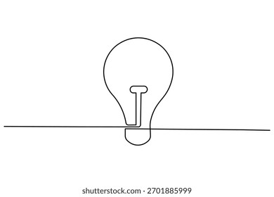 Concepto de arte de una línea de bombilla creativa para la innovación y las ideas