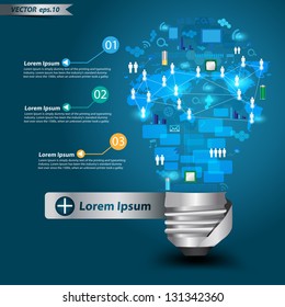 Creative Light Bulb With Technology Business Network Process Diagram Concept Idea, Vector Illustration Modern Template Design