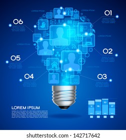 Creative light bulb with technology business Network process, The file is saved in the version AI10 EPS. This image contains transparency.