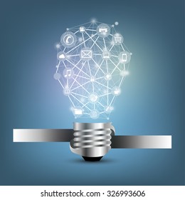 Creative light bulb with technology business Network