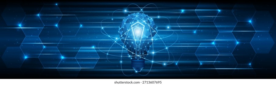 Tecnología de bombilla creativa. Innovación de bombillas eléctricas o energía futura. Concepto de conexión global a Internet para empresas.