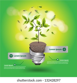 Creative light bulb tree growth concept, Vector illustration template design