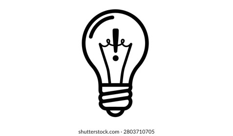 Creative light bulb vector illustration featuring an exclamation mark inside, symbolizing a breakthrough, sudden realization, or urgent alert.