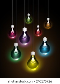 Creative light colorful bulb Idea concept background, design for poster flyer cover brochure ,business idea ,abstract background.vector illustration
