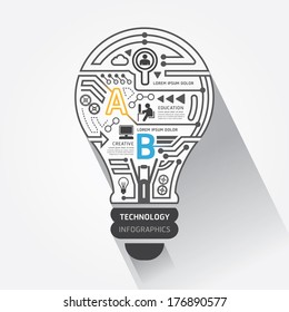 Creative lightbulb abstract circuit technology info graphic.vector