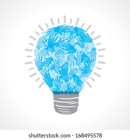 Creative light-bulb of blue helping hand stock vector