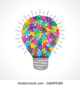 Creative light-bulb of colorful helping hand stock vector