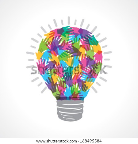 Creative light-bulb of colorful helping hand stock vector