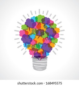 Creative light-bulb of colorful message bubble stock vector