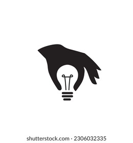 Creative lightbulb logo, lightbulb with hand, lightbulb icon