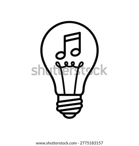 Creative lightbulb with musical notes inside glowing against a clean white background symbolizing inspiration and innovation in art music