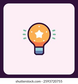 Creative lightbulb with star icon depicting innovation and inspiration