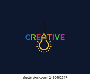Creative lightbulb wordmark logo design.