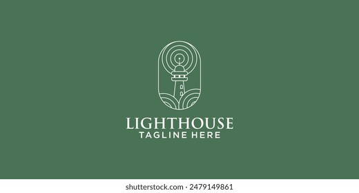 Creative lighthouse logo design with unique concept , premium vector