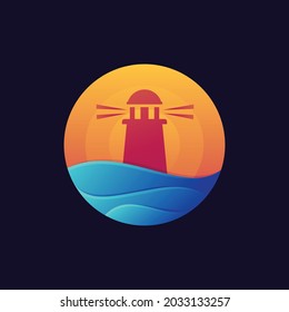 creative lighthouse logo with gradient color