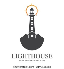 creative lighthouse logo template icon image