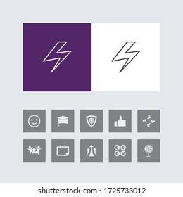 Creative Lightning Line Icon with Bonus Icons. 
