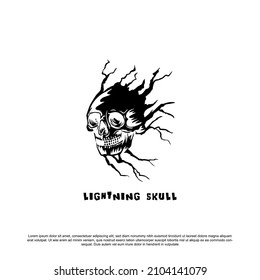 Creative lightning skull logo design for your brand or business