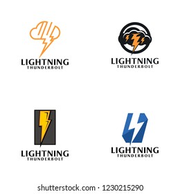 Creative Lightning Thunderbolt Concept Logo Design Template