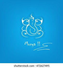 Creative Line Art based Lord Ganesha Design on shiny flat background for Hindu Festival Ganesh Chturthi or Shubh Diwali.  