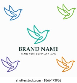 creative line art bird icon logo design