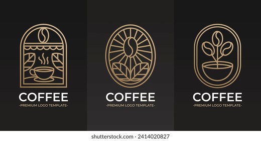 Creative Line Art Coffee Logo Collection Set