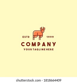Creative line art deer logo design