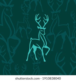 Creative line art deer with variant color