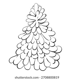 Creative Line Art Depicting a Stylized Christmas Tree Showcasing Unique Shapes and Flowing Lines for a Festive Feel in Modern Design