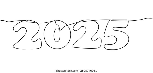 Creative line art design featuring the numbers for the year 2025 shown on a simple backdrop