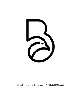 creative line art design - letter B logo template with bird head 