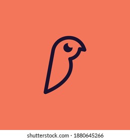 creative line art design - letter B logo with bird head