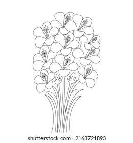 creative line art design of print template blooming coloring book page flower