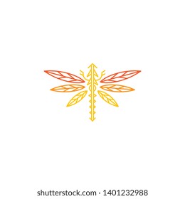 Creative line art dragonfly logo unusual