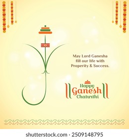 Creative line art Ganesh Chaturthi Wishes greetings. Social Media Wishes Post vector Design